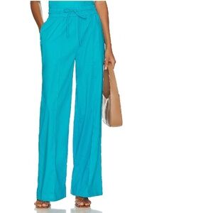 Lovers + Friends Women's Cerulean Blue Rockaway Pant Wide Leg Pull On Size Large